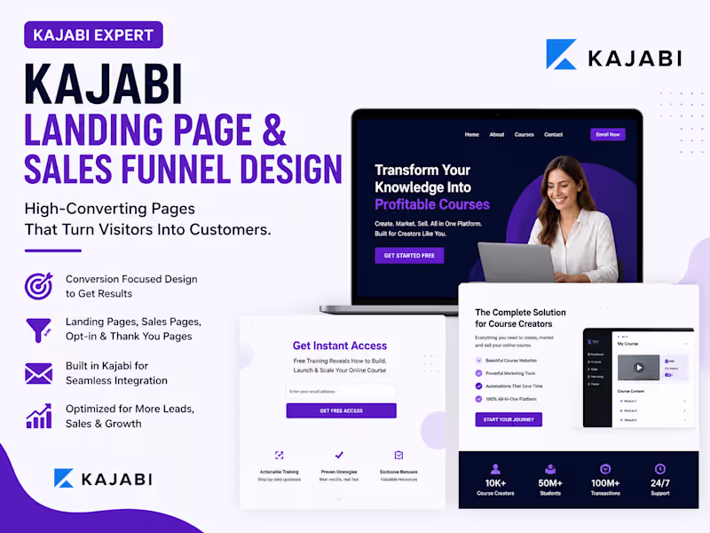 Cover image for Kajabi Landing Page And Sales Funnel Design