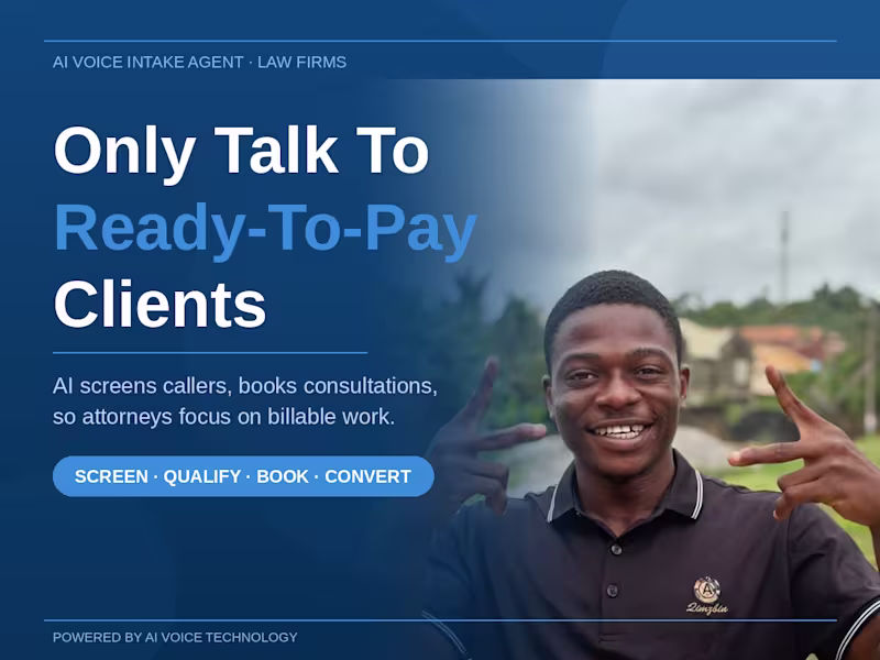 Cover image for AI That Screens & Books Only Ready-To-Pay Clients for Law Firms