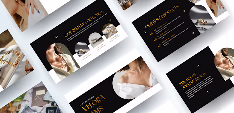 Cover image for Modern Jewelry Pitch Deck Design for Velora Gems