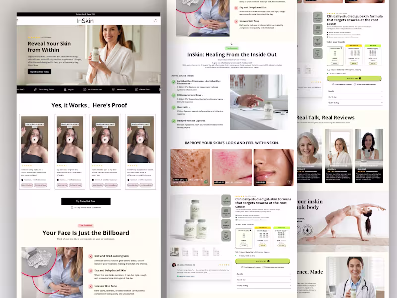 Cover image for Landing page for inskin brand