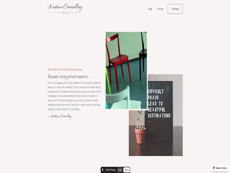 Cover image for Kustawi Counselling