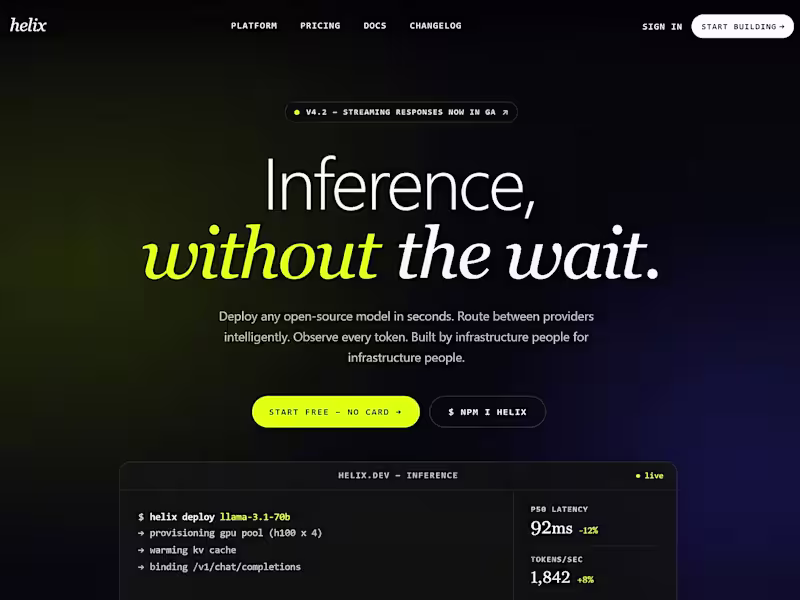 Cover image for Helix AI Inference Platform Landing Page