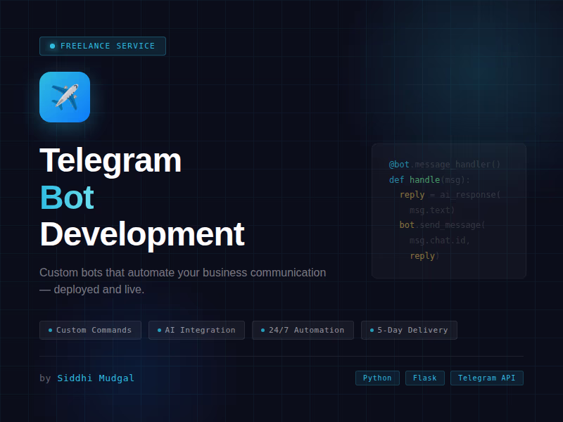 Cover image for Telegram Bot Development