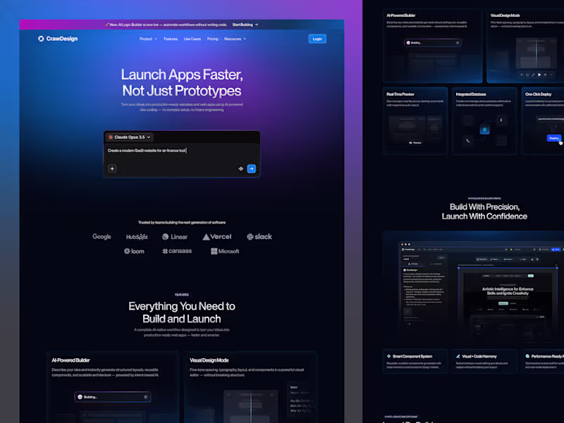 Cover image for CrawDesign AI-Powered No-Code Platform Landing Page