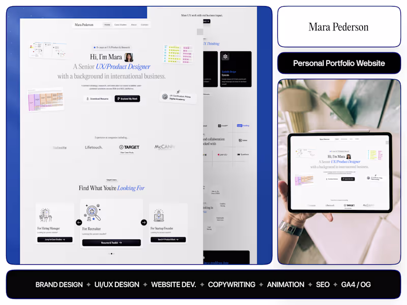 Cover image for Personal Portfolio Website for a UI/UX Product Designer