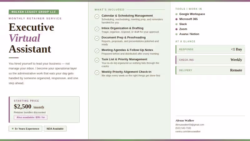 Cover image for Executive Virtual Assistant services 