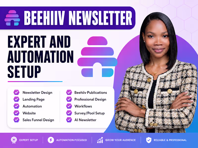Cover image for Beehiiv newsletter design, Beehiiv ai landing page & website