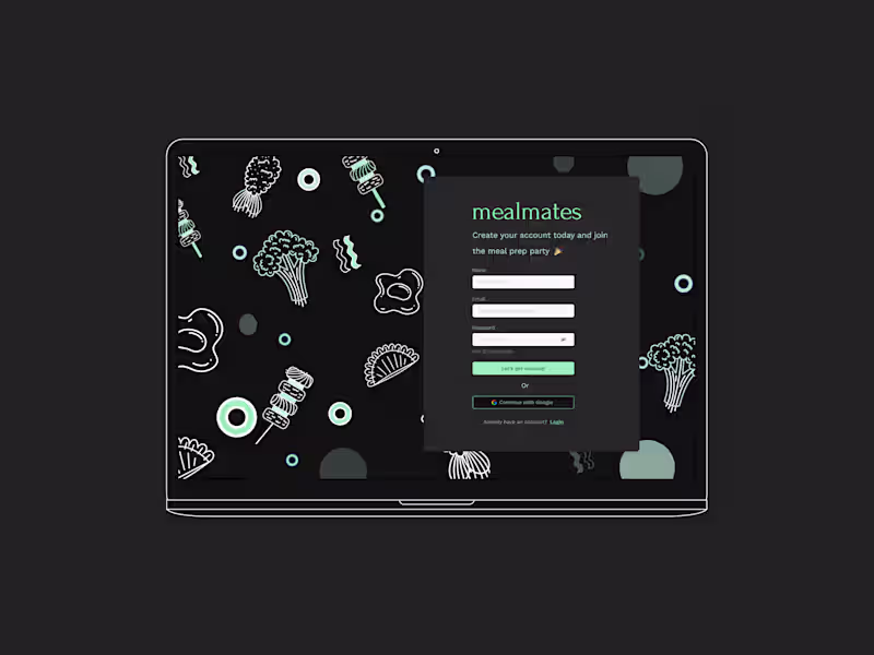 Cover image for Sign Up page for a Meal Prep app