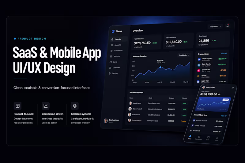 Cover image for SaaS & Mobile App Product Design For StartUps
