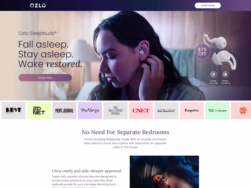 Cover image for Ozlo Snore Blocker – Figma to Replo Landing Page Development
