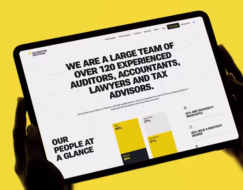 Cover image for Accounting Solutions. Finance, tax, consulting. Website