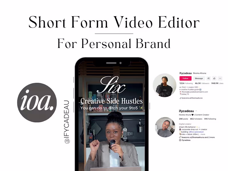 Cover image for Short Form Video Editing Support for Influencer Ifeoma