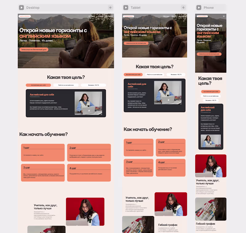 Cover image for A responsive landing page designed for an online English tut...