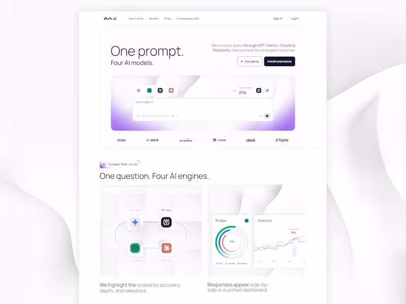 Cover image for Model AI Aggregator Landing, build in Framer and custom UI UX