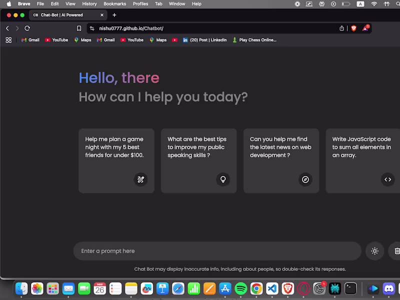 Cover image for Front end for an AI chatbot