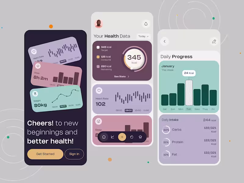 Cover image for Health & Fitness Tracking Mobile App Design || VitalFlow is ...