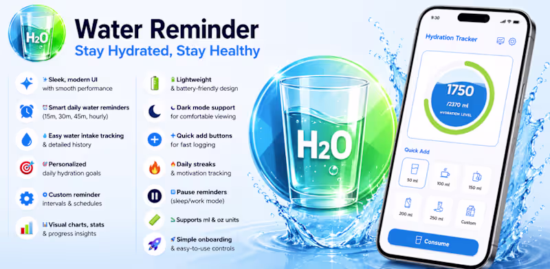 Cover image for 💧 Water Reminder | Hydration
