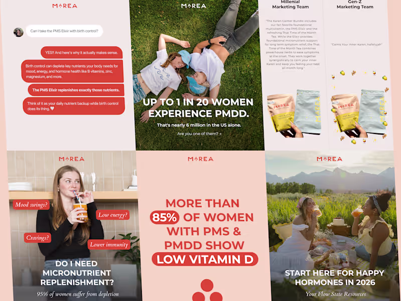 Cover image for Social Media Design — Marea Wellness (PMS Elixir)
