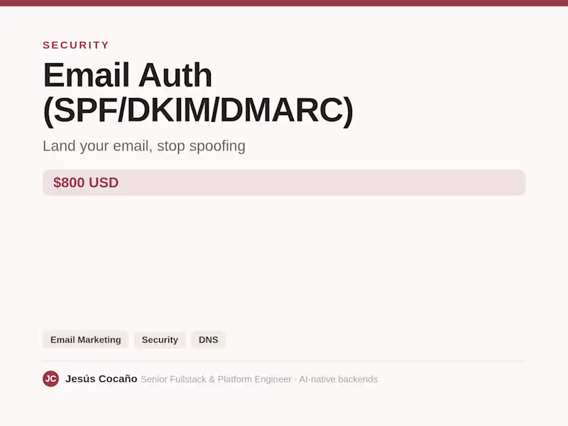 Cover image for Email Authentication (SPF/DKIM/DMARC)