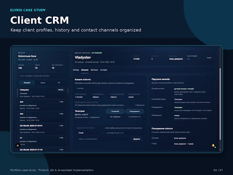 Cover image for Keep client profiles, booking history and contact channels o...
