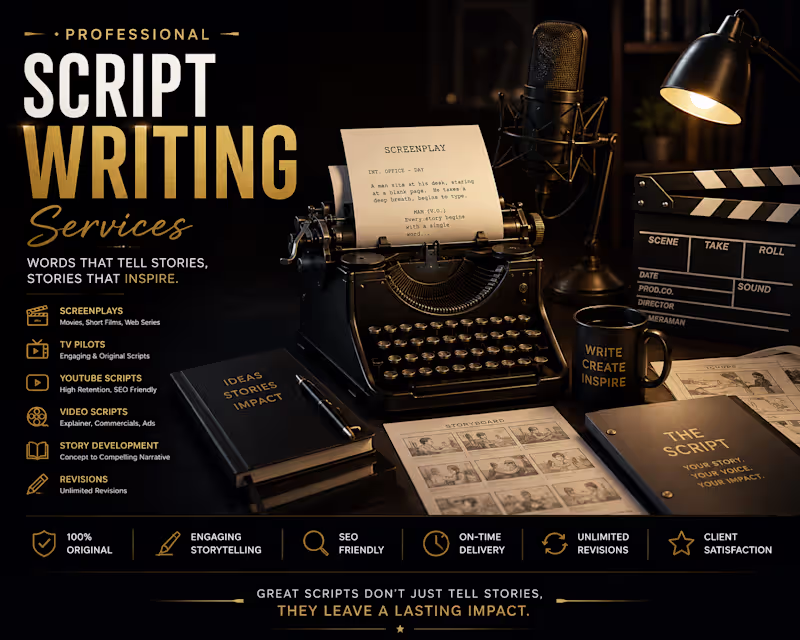 Cover image for I Will Write Professional YouTube, Video & Commercial Scripts