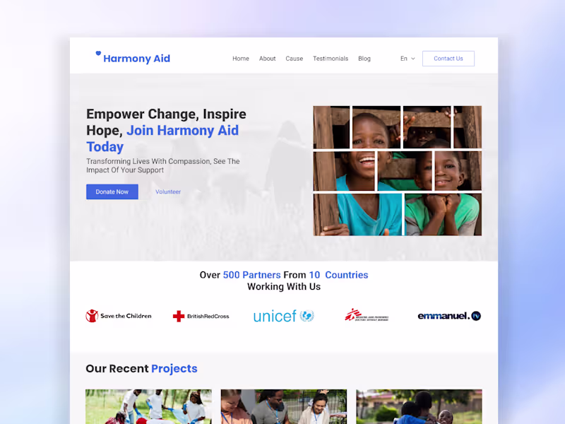 Cover image for Designing the Harmony Aid Landing Page with Readymag