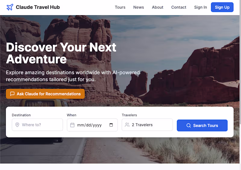 Cover image for Claude Travel Hub
A modern travel