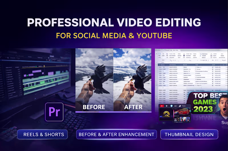 Cover image for Professional Video Editing for Social Media & YouTube