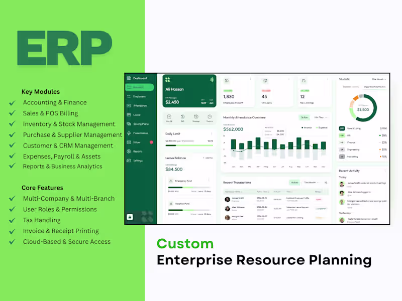 Cover image for Custom Enterprise Resource Planning System
