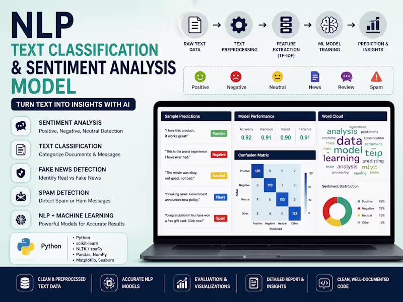 Cover image for NLP Text Classification or Sentiment Analysis Model