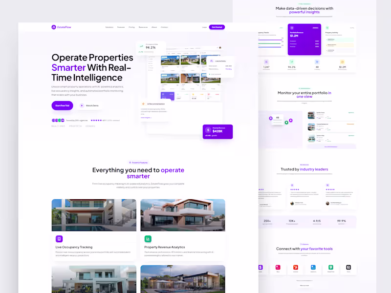 Cover image for EstateFlow Real Estate SaaS Landing Page Design