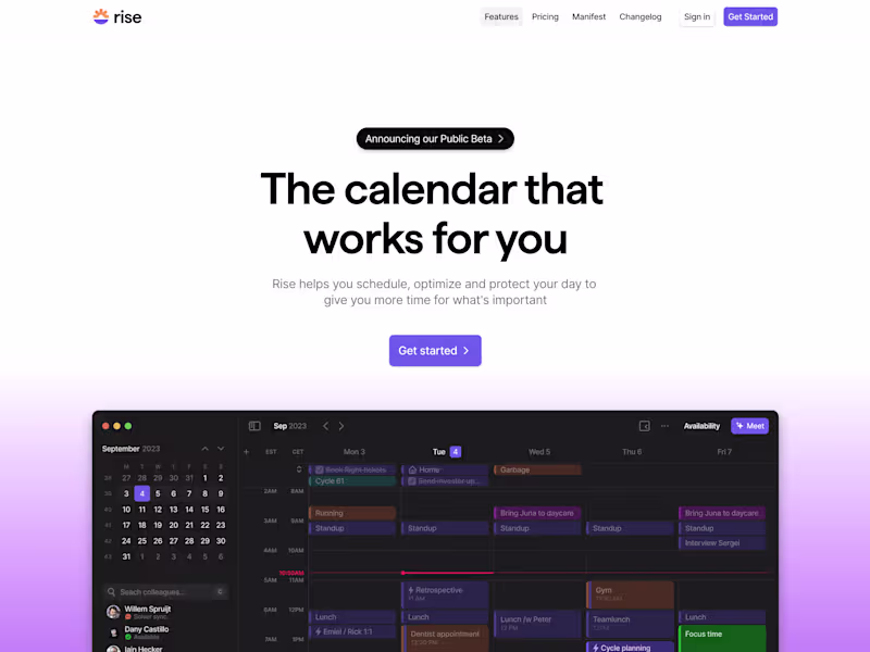 Cover image for Rise Calendar
