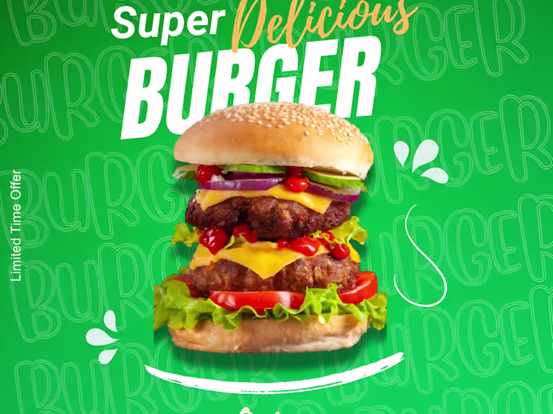Cover image for Super Delicious Burger Poster Design Showcase