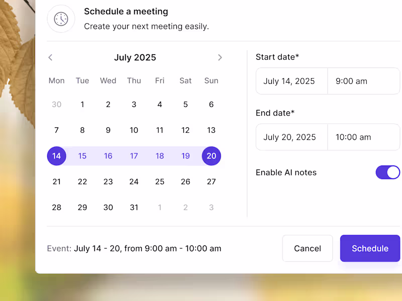 Cover image for Date picker for a meeting SaaS
