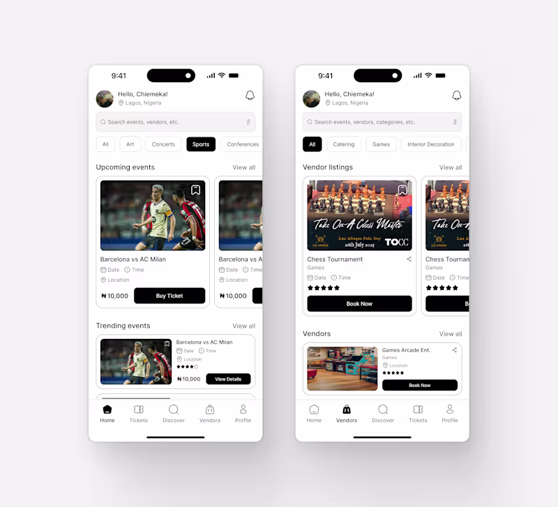 Cover image for Events Ticketing & Vendor Sourcing Mobile App (3 different c...