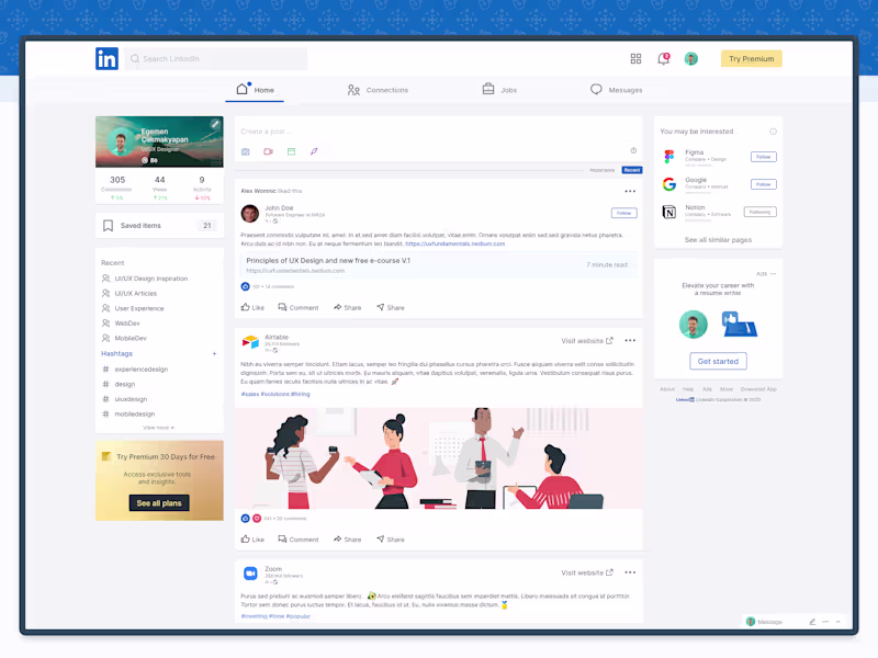 Cover image for LinkedIn Homepage Concept Design