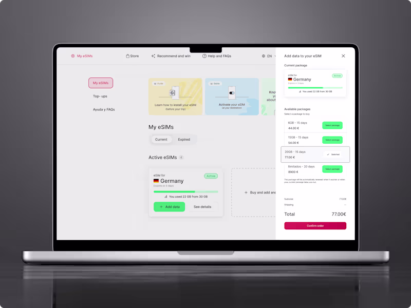 Cover image for Customer Platform and E-commerce for eSIM Provider