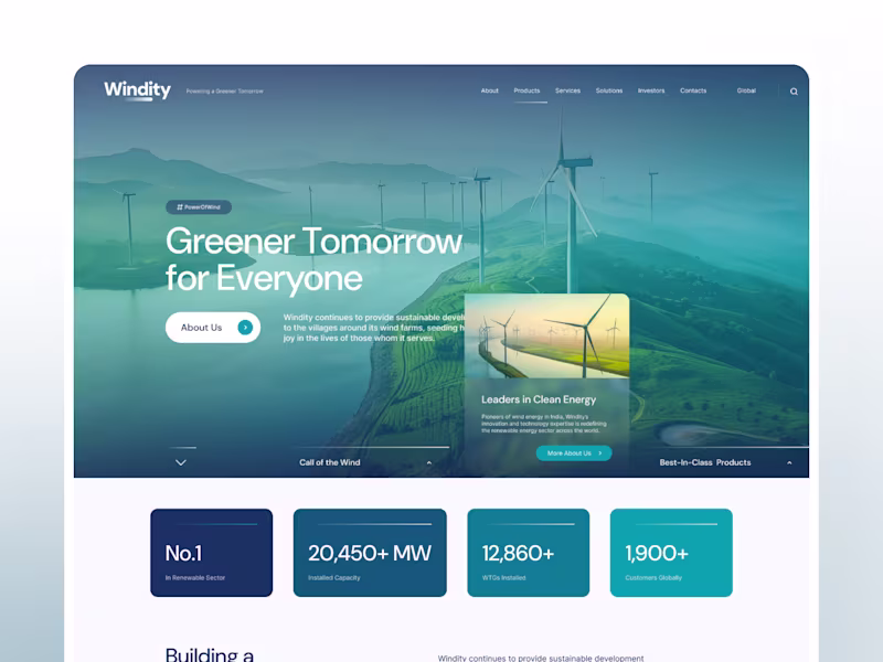 Cover image for Scalable Web Design Prototype for a Global Leader in Wind Energy
