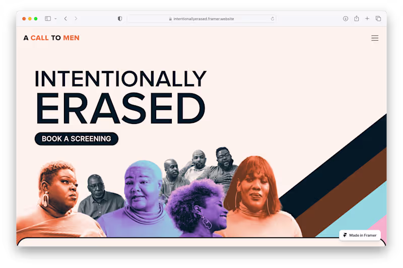 Cover image for Intentionally Erased | A Call to Men