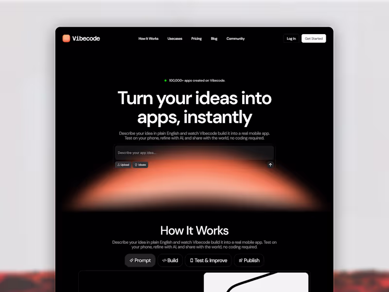 Cover image for Been playing around with a new landing page idea for Vibecod...