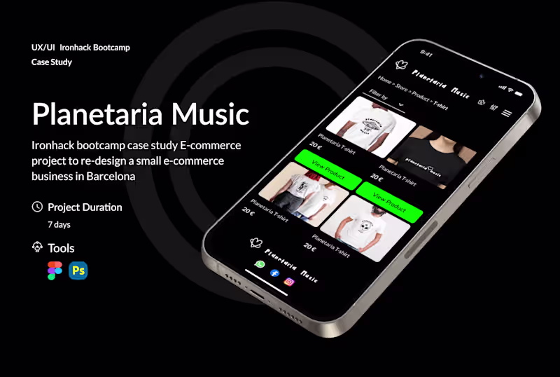 Cover image for Planetaria Music - Small e-commerce Responsive website redesign