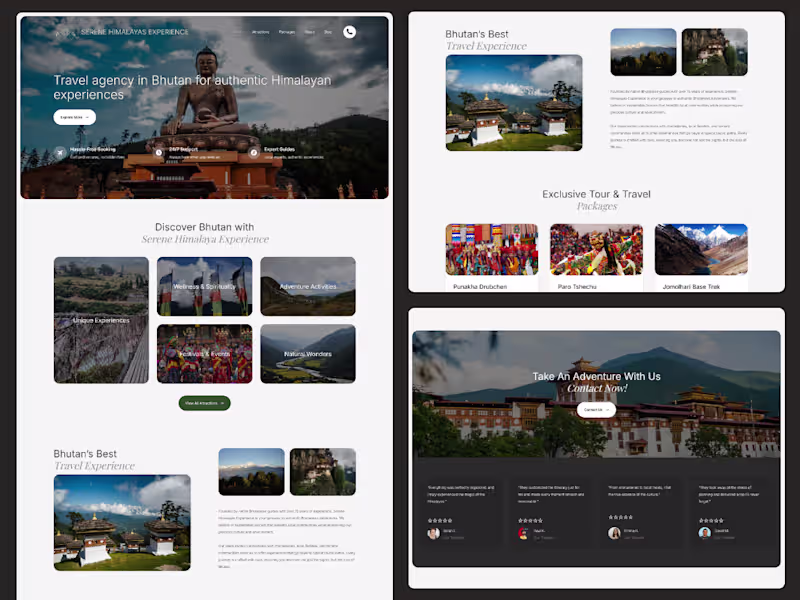 Cover image for A comprehensive website for Serene Himalayas Travel, a Bhuta...