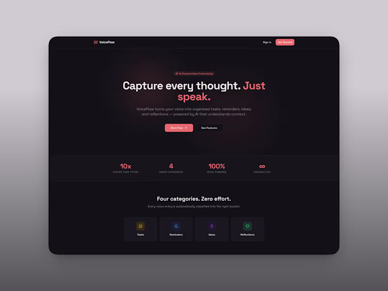 Cover image for VoiceFlow — AI Voice Productivity & Task Management App