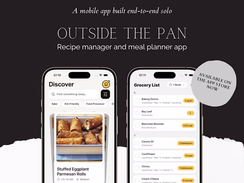 Cover image for Recipe manager and meal planner mobile app - Outside The Pan