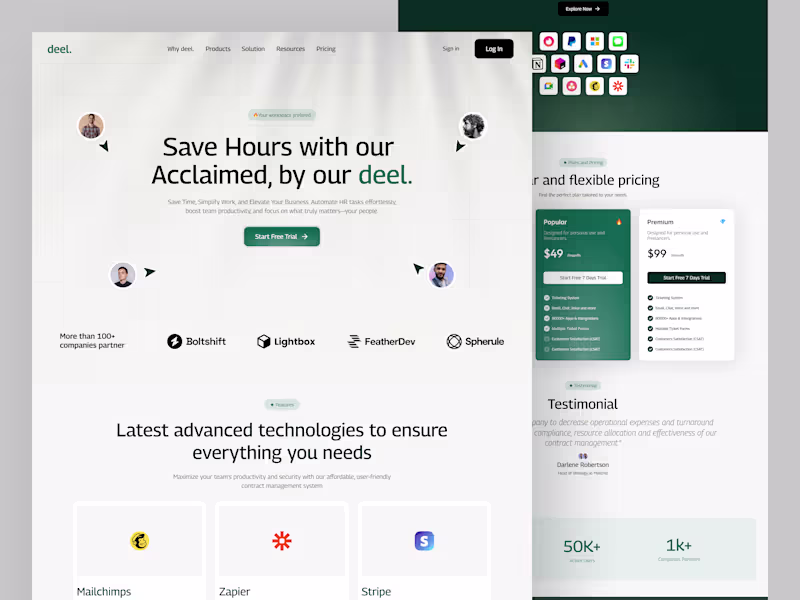 Cover image for SaaS Landing Page Design - deel.