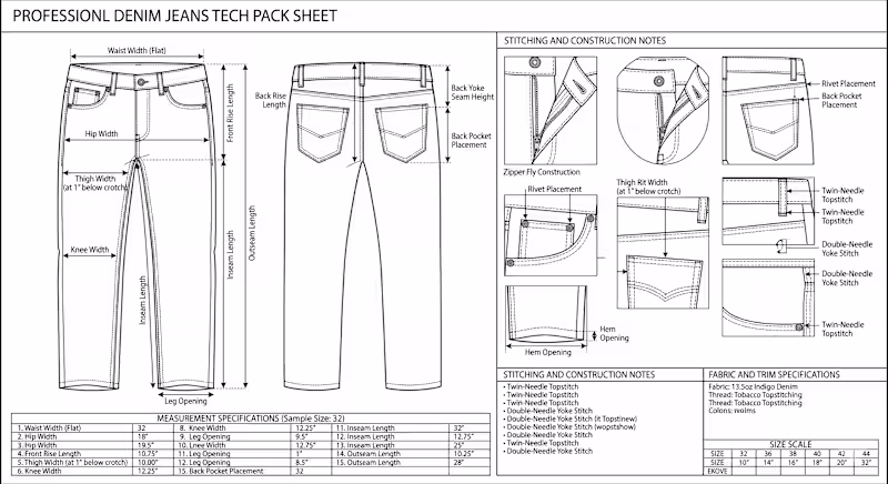 Cover image for Professional Denim Pant Tech Pack