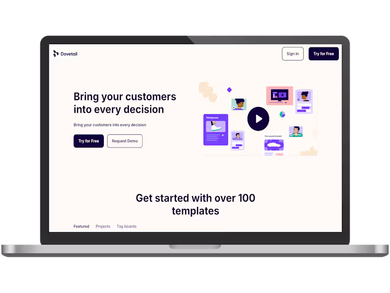Cover image for Dovetail - A Simple, Interactive Landing Page Built on Framer