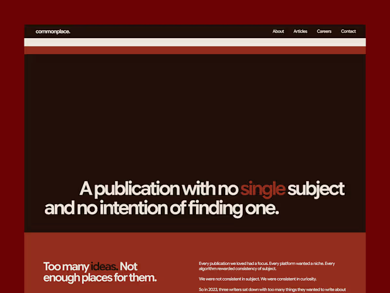 Cover image for Commonplace Editorial Website Design