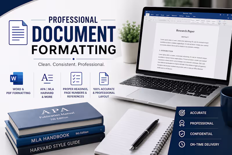 Cover image for Professional Document Formatting | Word & PDF (APA, MLA, Harvard