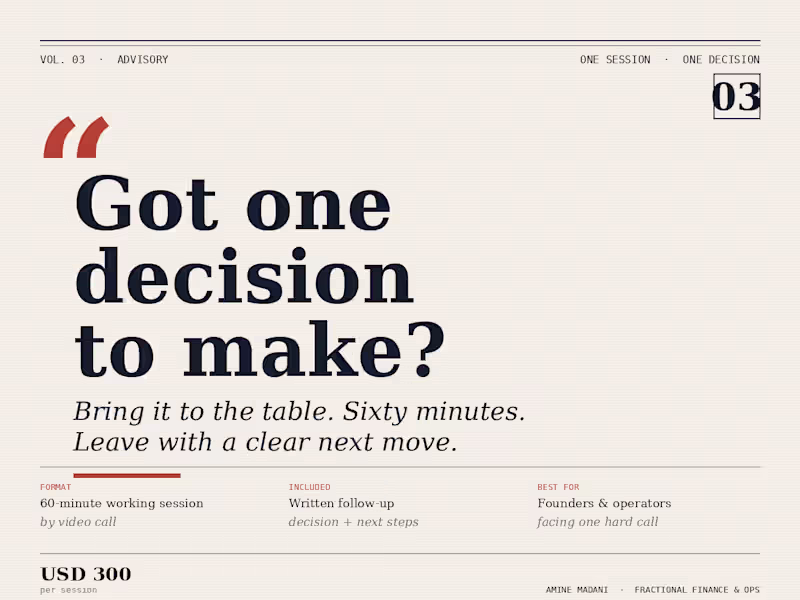 Cover image for One-off Advisory Call — Decision Deep-Dive